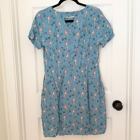 Women Sugarhill Vintage Mermaid Crew Neck Dress in Blue Size US 8 - Picture 2 of 11